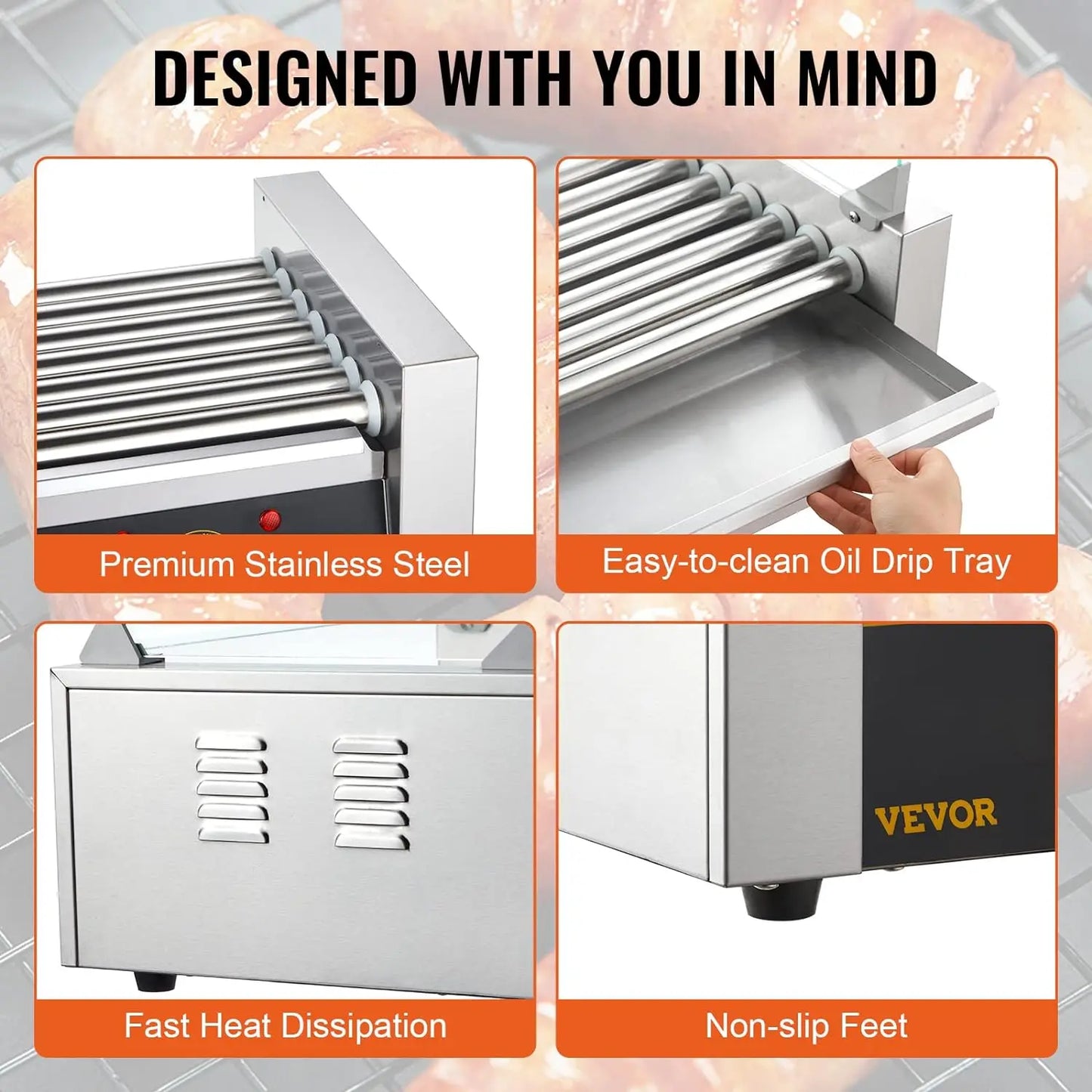 Commercial Hot Dog Roller, Electric Sausage Maker, BBQ Machine.