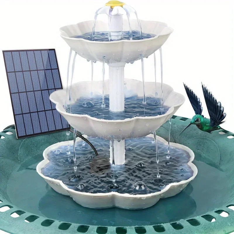 Solar Bird Bath Water Fountain. Water Landscaping Fountain.