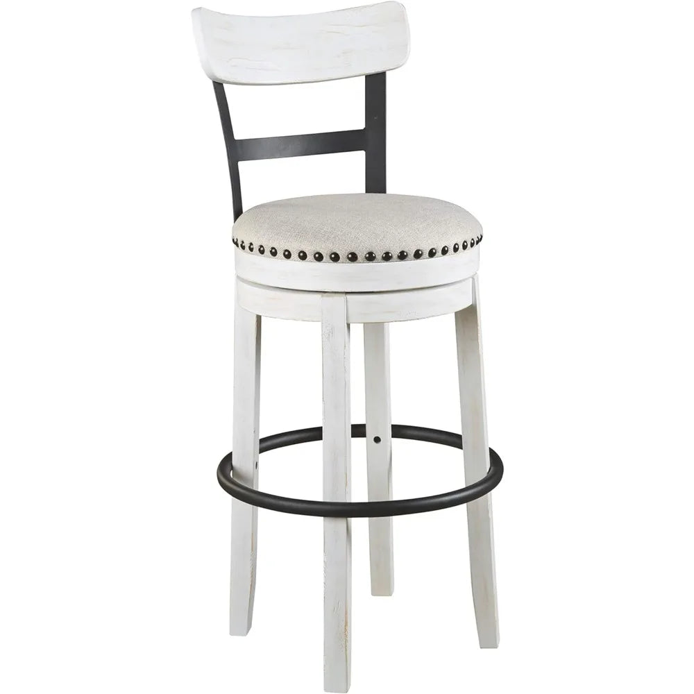 30" Modern Swivel Pub Height Barstool, Whitewash.