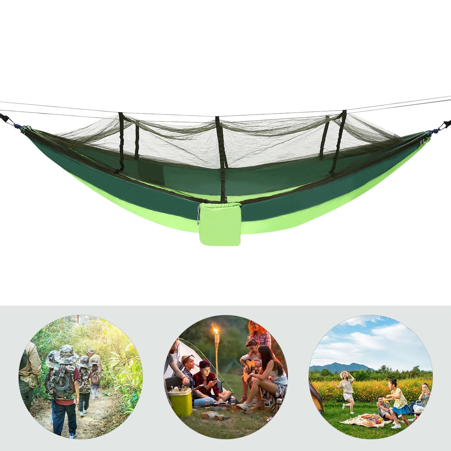 Outdoor Hammocks with Mosquito Net and Tree Straps.