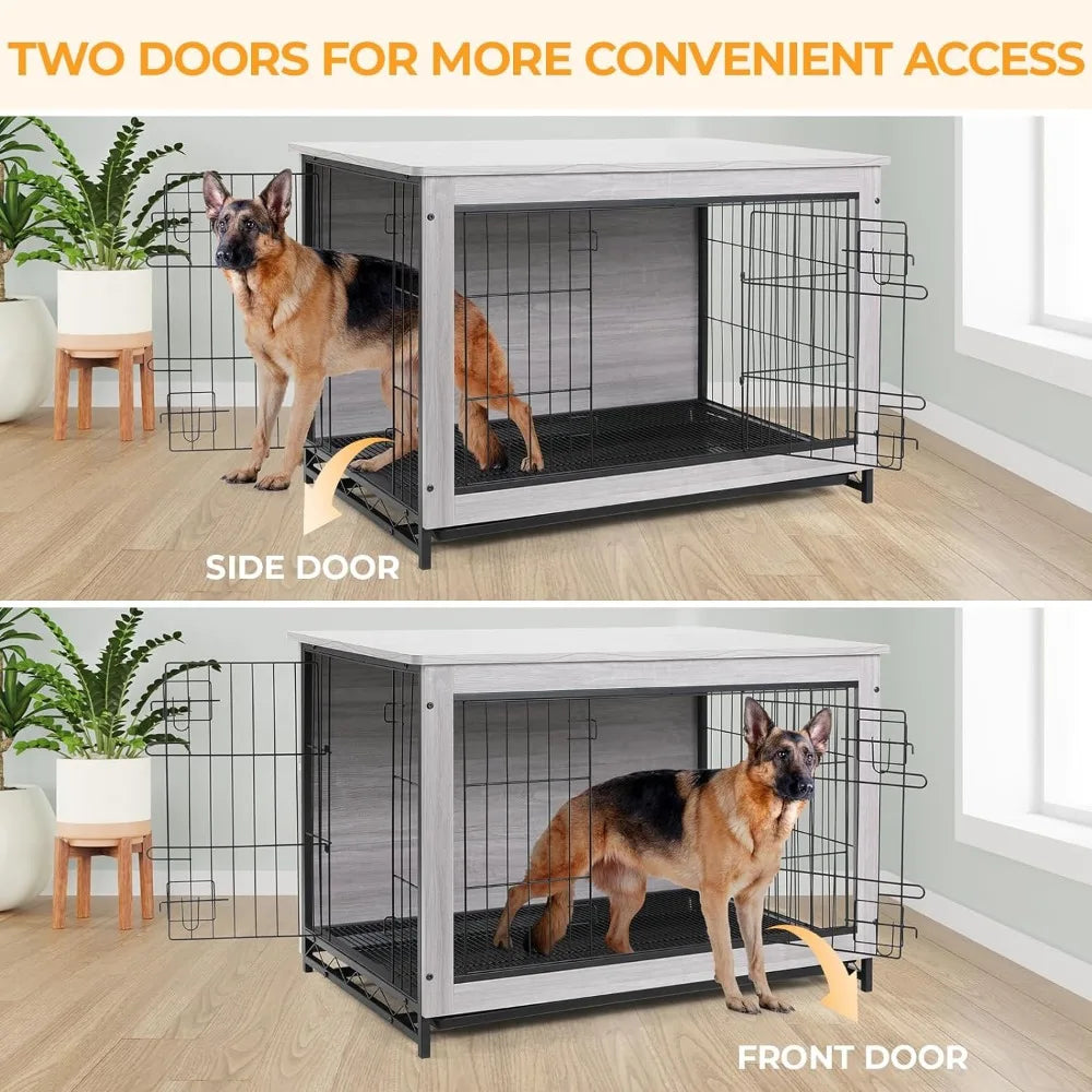 Wooden Side End Modern, Heavy-Duty Cage w/ Removable Tray.