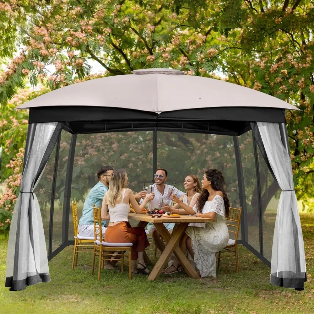 Shelter Outdoor Heavy Duty Steel Patio Gazebo Tents for Camping Waterproof and Portable Gazebo for Deck Backyard Lawn and Garden