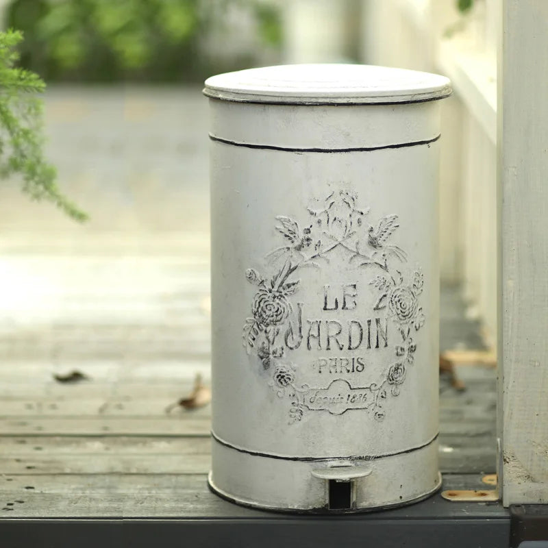 Outdoors Make Old Metal Trash Can.