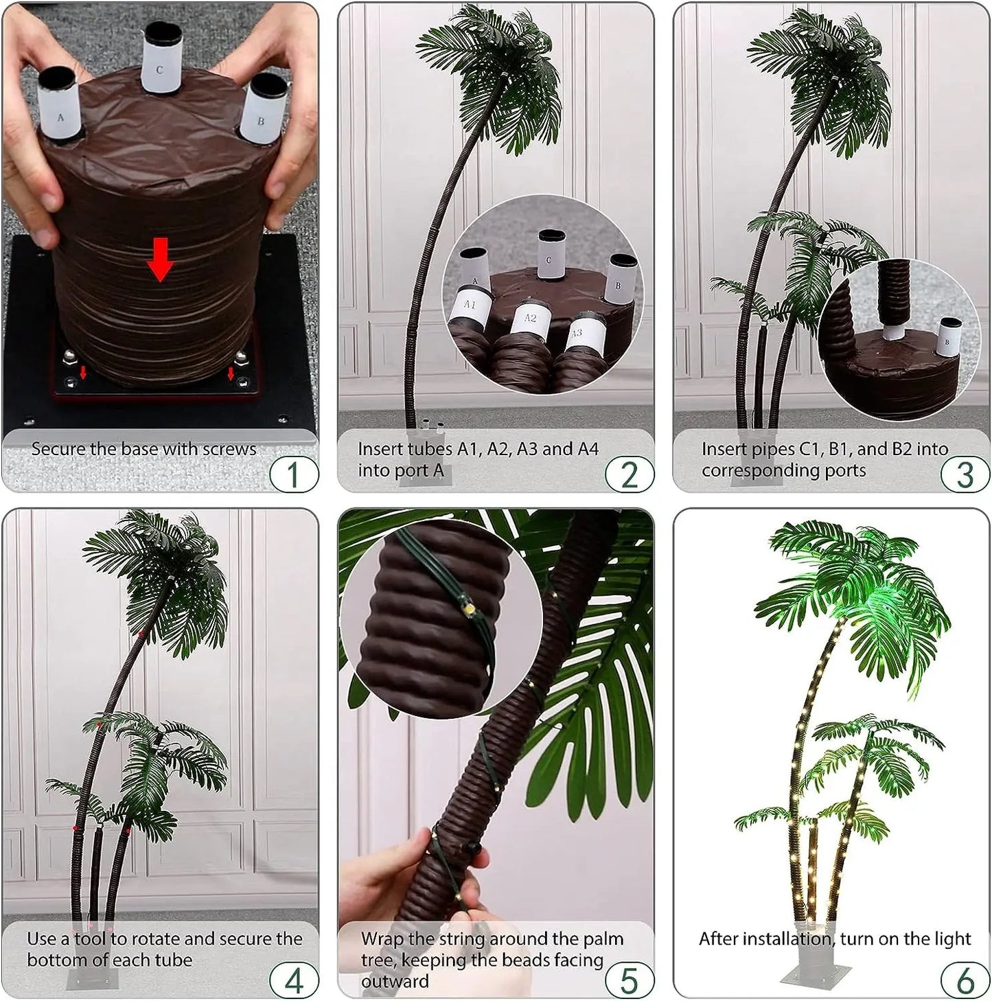 6ft Solar Lighted Palm Tree LED Artificial Palm.