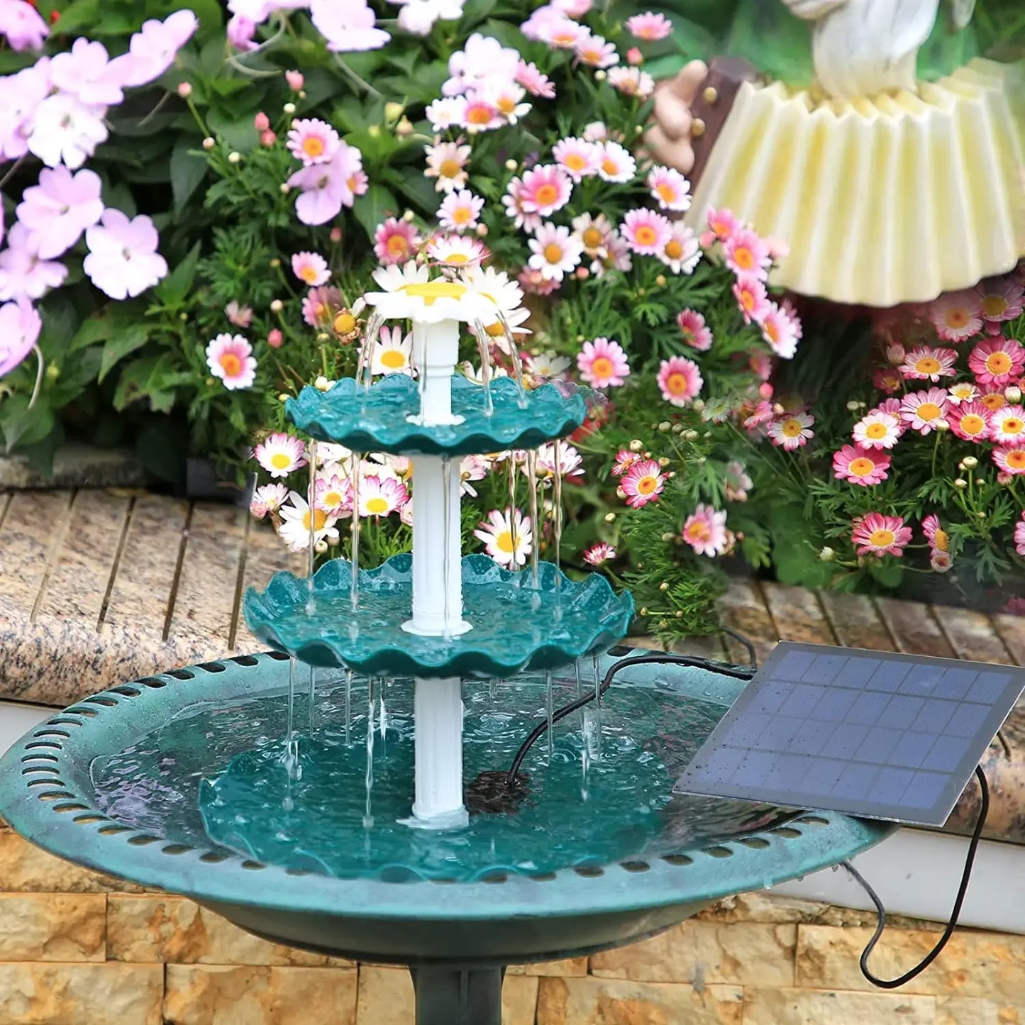 Solar Bird Bath Water Fountain. Water Landscaping Fountain.