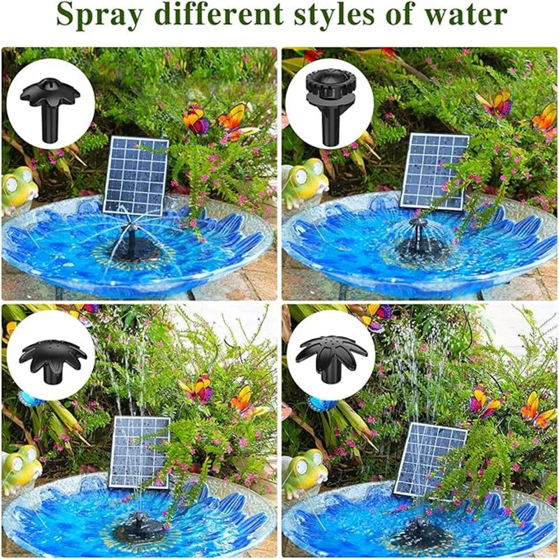 3.5W Solar Fountain Pump for Bird Baths. Glass Solar Panel and Nozzle.