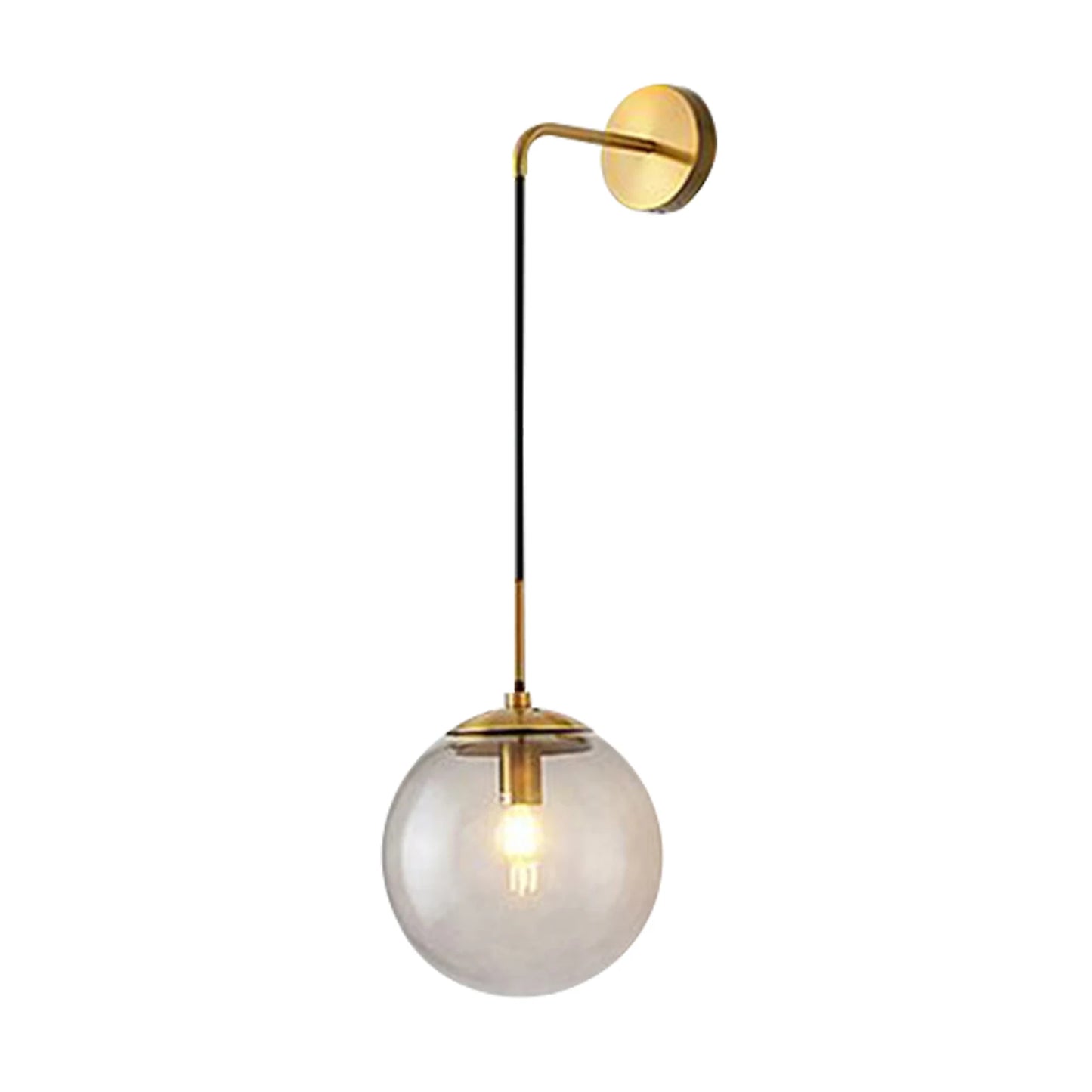 Glass Globe Wall Sconce Light Gold Hanging.