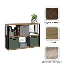 Wooden Frame Bookshelf Storage Box Bookshelf Metal Frame