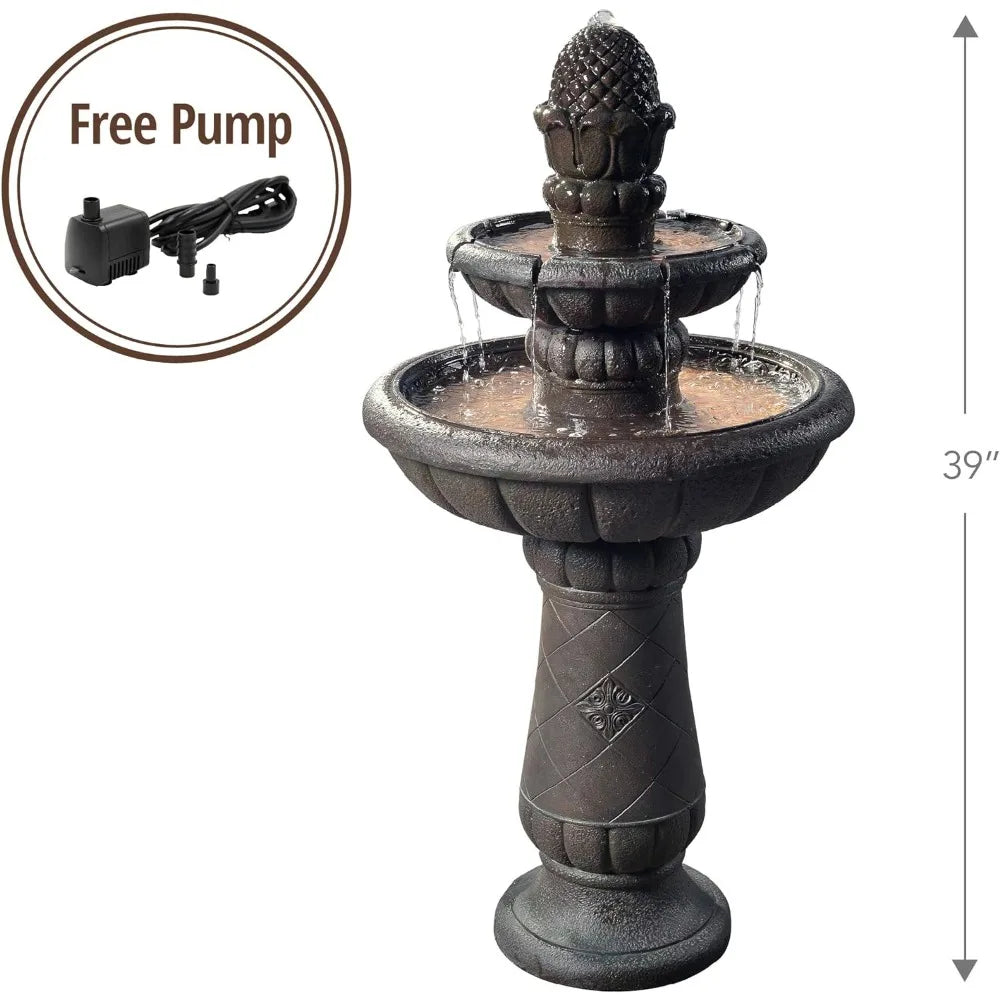 39 Inch H Deluxe Pineapple Pedestal Fountain.