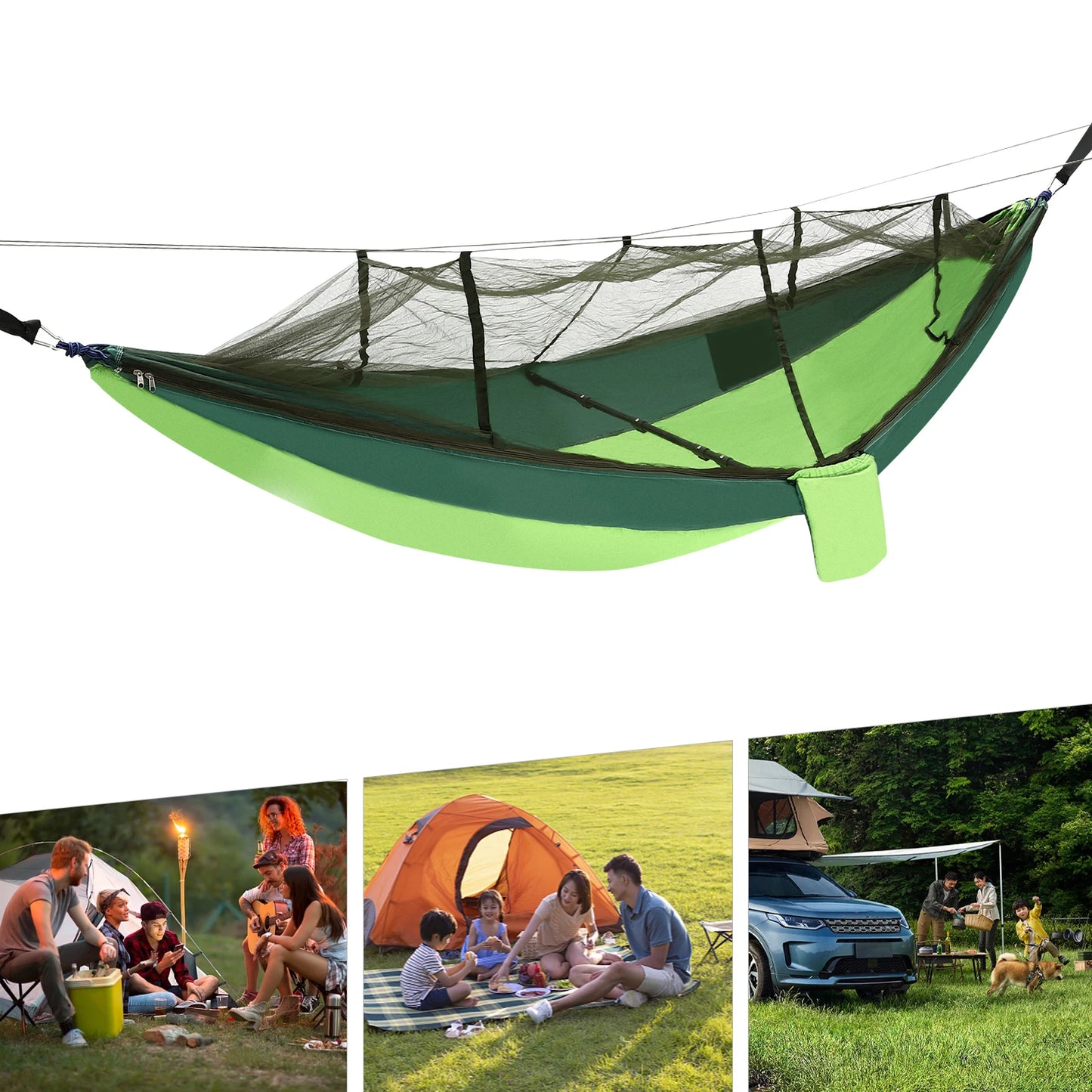 Outdoor Hammocks with Mosquito Net and Tree Straps.