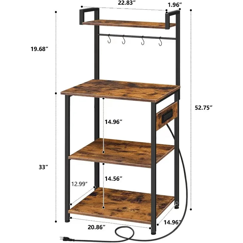 Bakers Rack, Microwave Stand, Storage 5-Tiers Coffee Bar.