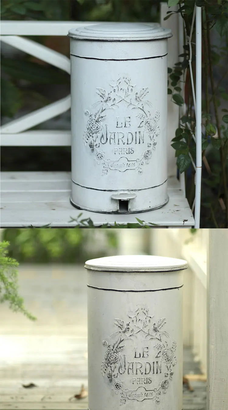 Outdoors Make Old Metal Trash Can.