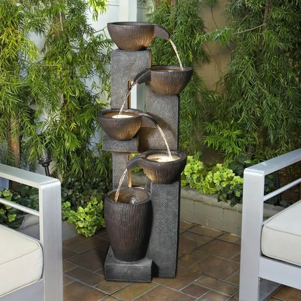 5-Tier Outdoor/Indoor Water Fountains with LED Lights.