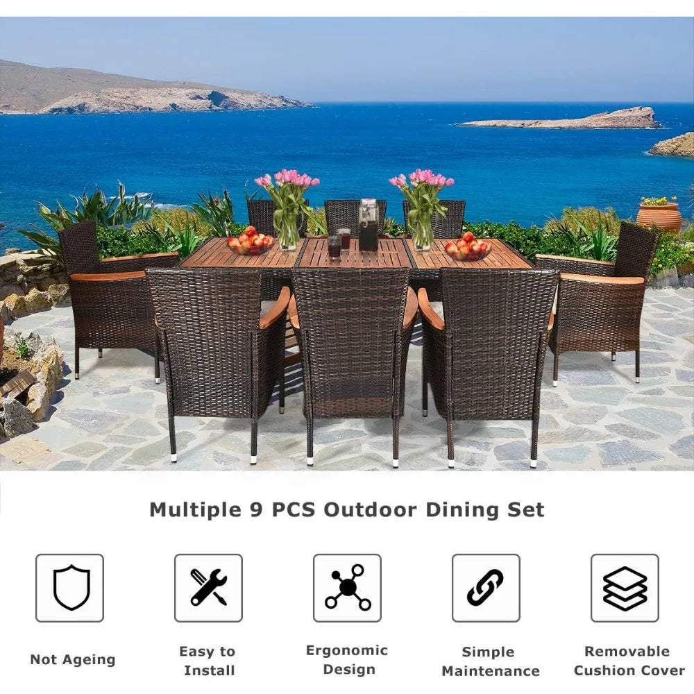 9 Piece Outdoor Dining Set w/Cushions.