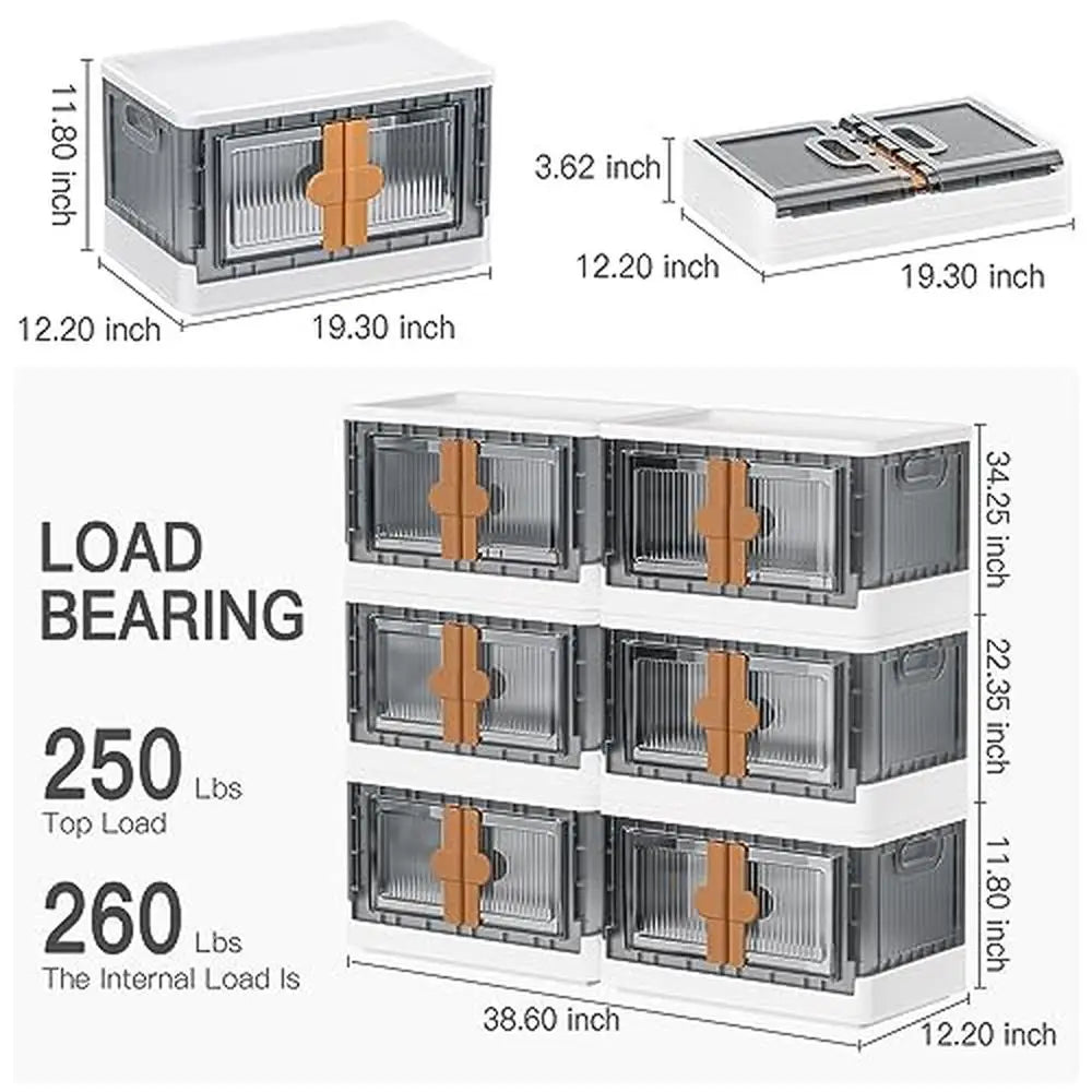 6 Pack Stackable Storage Bins, Collapsible Containers on Wheels.