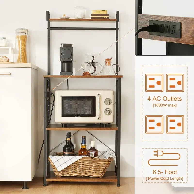 Bakers Rack, Microwave Stand, Storage 5-Tiers Coffee Bar.