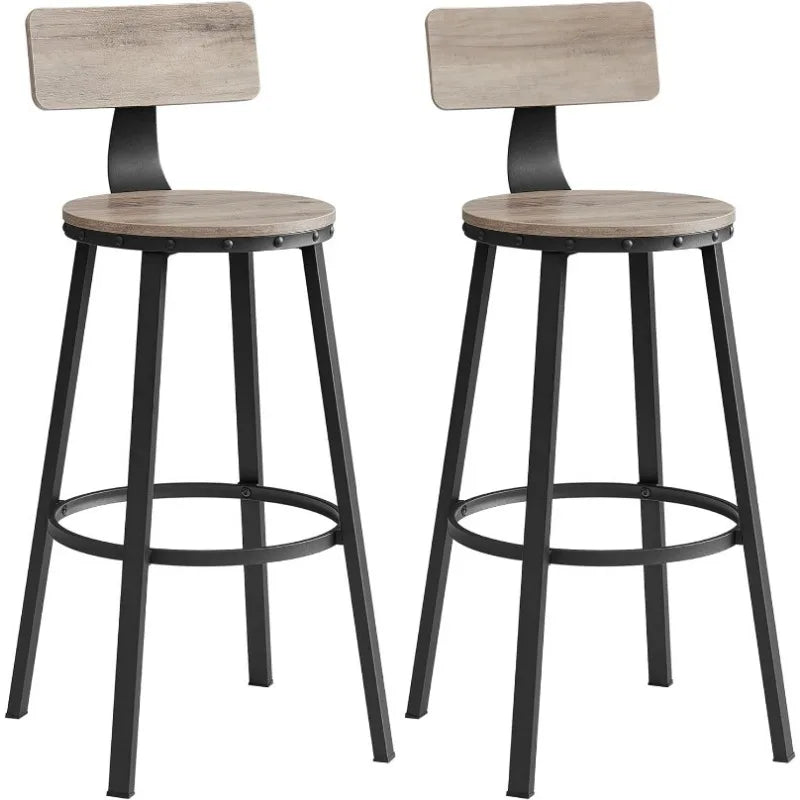 Set of 2 Bar Stools, 28.7 Inches with Back.