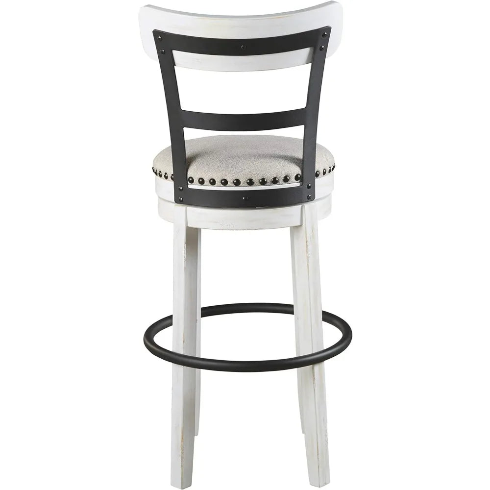 30" Modern Swivel Pub Height Barstool, Whitewash.