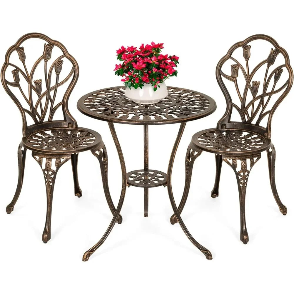 3-Piece Outdoor Rust-Resistant Cast Aluminum Bistro Set