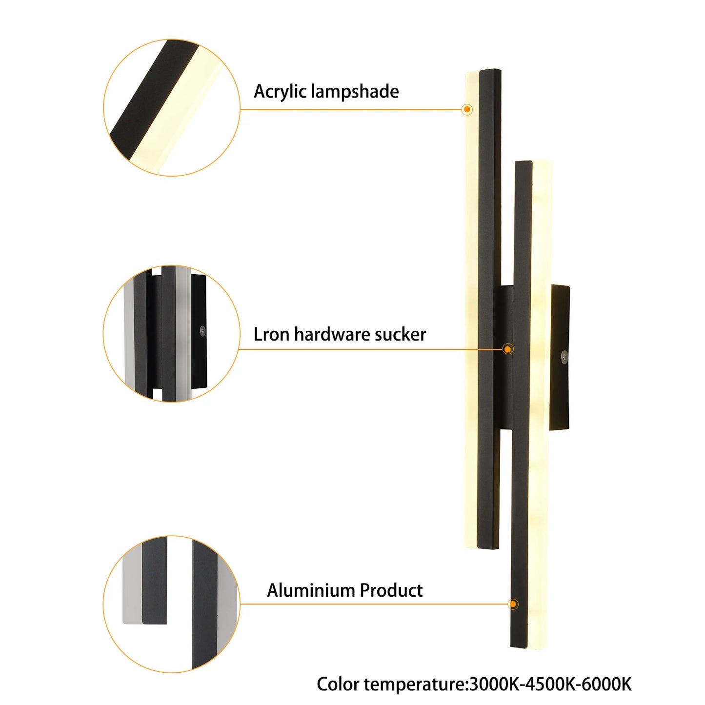 LED Wall Sconce Lighting, Dimmable.