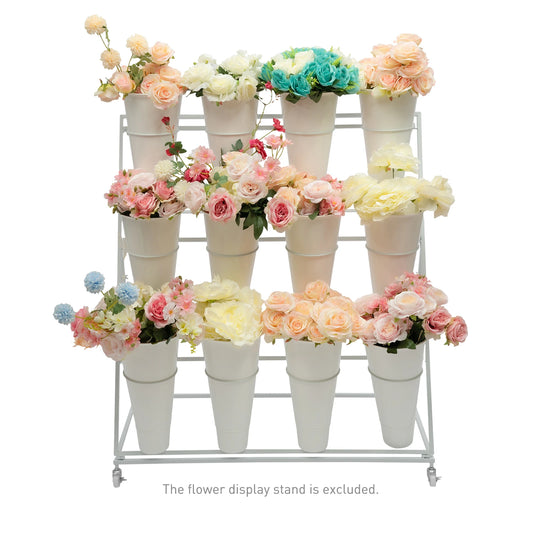 3 Layers Metal Plant/Flower bucket Stand w/Wheels.