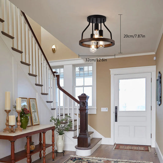 Farmhouse Chandelier Semi Flush Mount Ceiling Light Fixture.