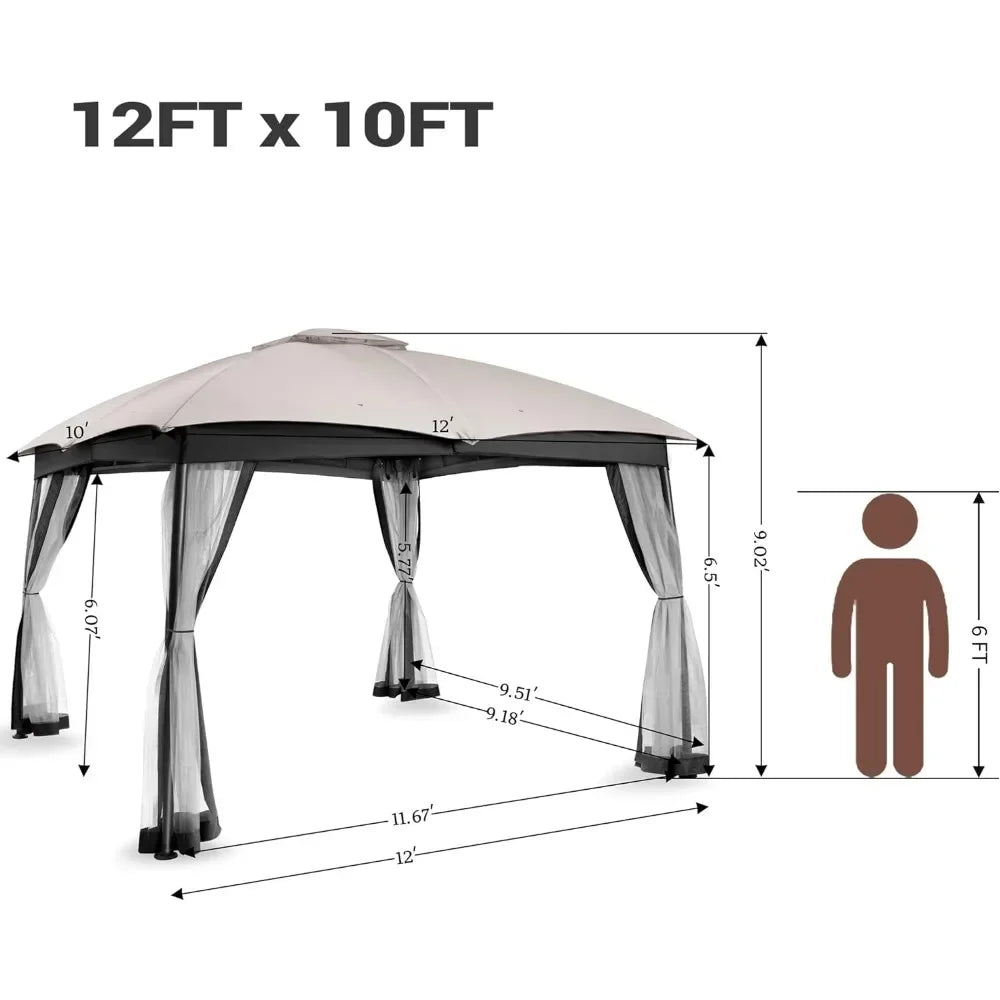 Shelter Outdoor Heavy Duty Steel Patio Gazebo Tents for Camping Waterproof and Portable Gazebo for Deck Backyard Lawn and Garden