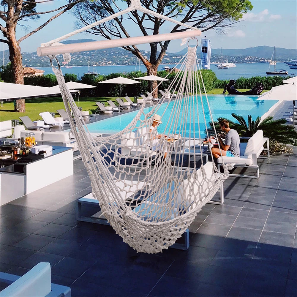 Hanging Rope Air/Sky Chair Swing Beige.