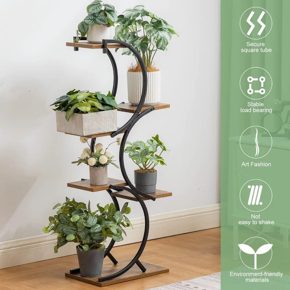 Indoor 6-Tier Wrought Iron Plant Stand.