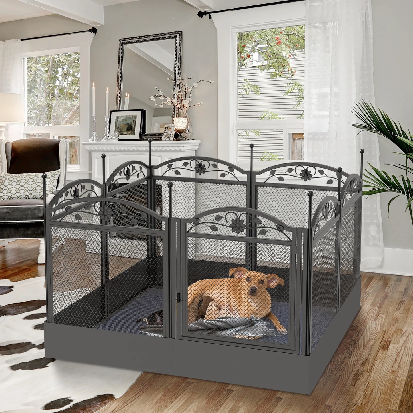 Dog Playpen with 8 Panels and Waterproof Pad