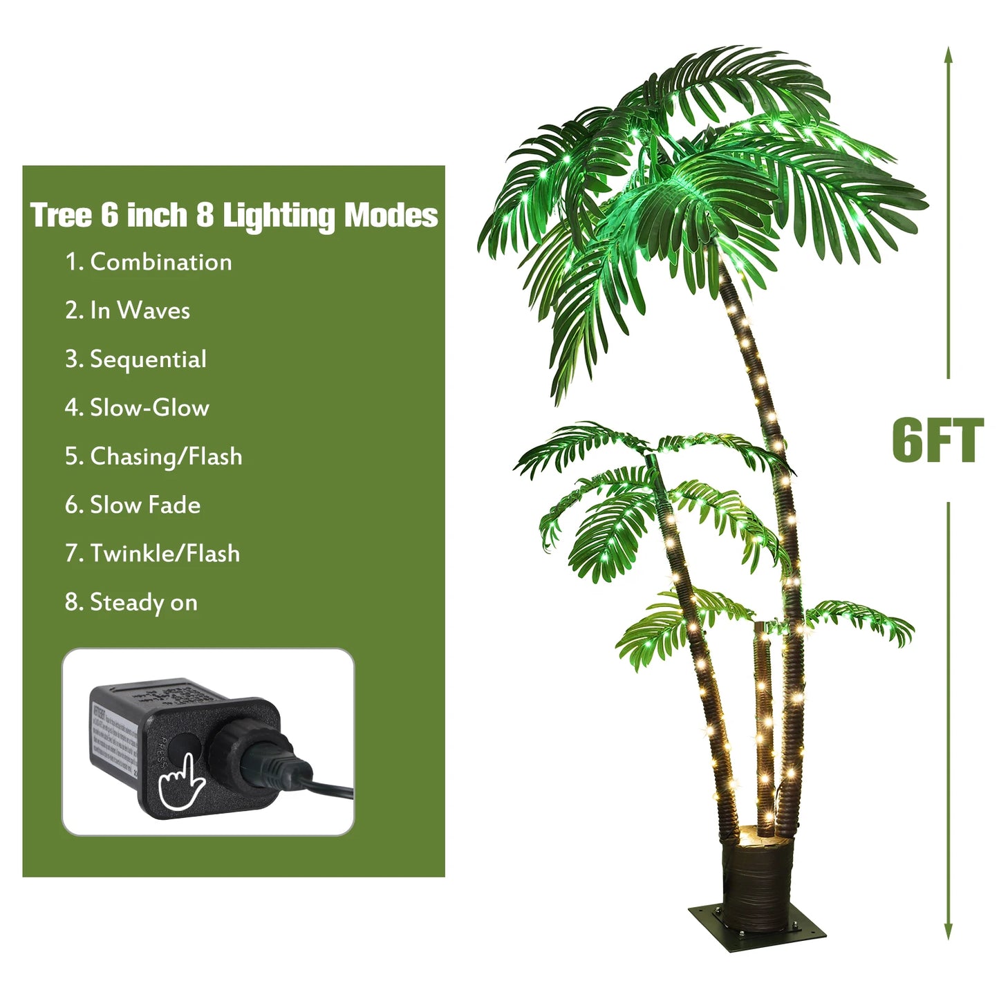 6ft Solar Lighted Palm Tree LED Artificial Palm.