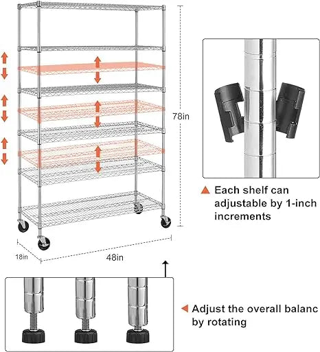 76 H x 48 L x 18 D Heavy Duty Storage Shelves Commercial Wire