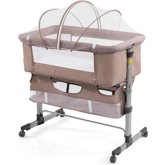 3in1 Bedside Baby Crib. Portable & Adjustable w/Mosquito Net.