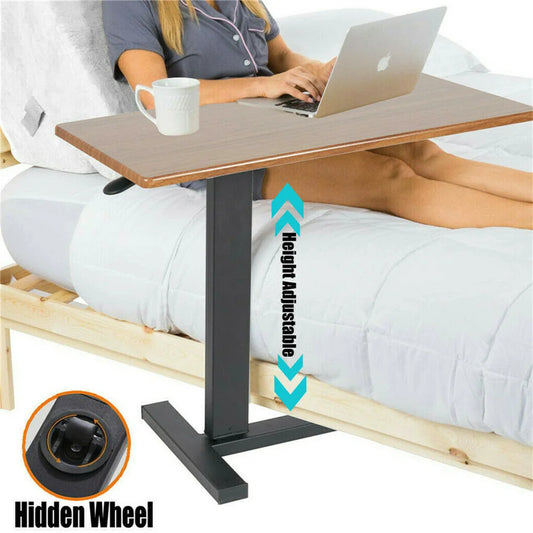 Large Rolling Overbed Laptop Desk, Height Adjustable Table Stand.