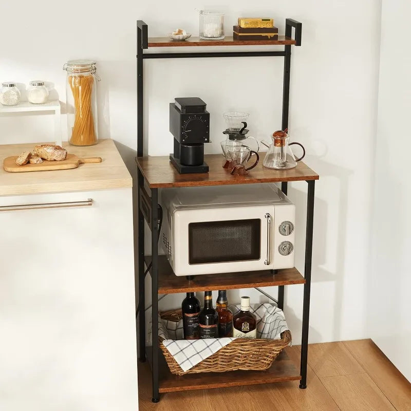 Bakers Rack, Microwave Stand, Storage 5-Tiers Coffee Bar.