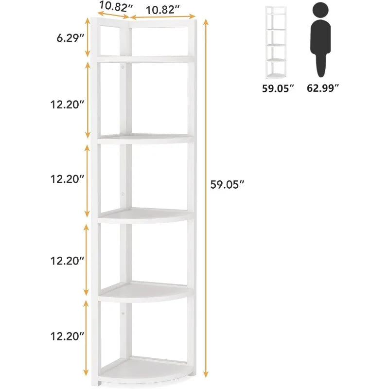 5 Tier Modern Corner Bookshelf