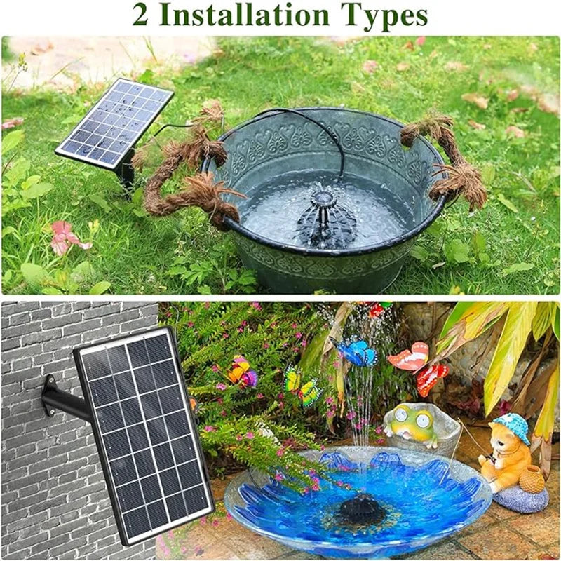 3.5W Solar Fountain Pump for Bird Baths. Glass Solar Panel and Nozzle.