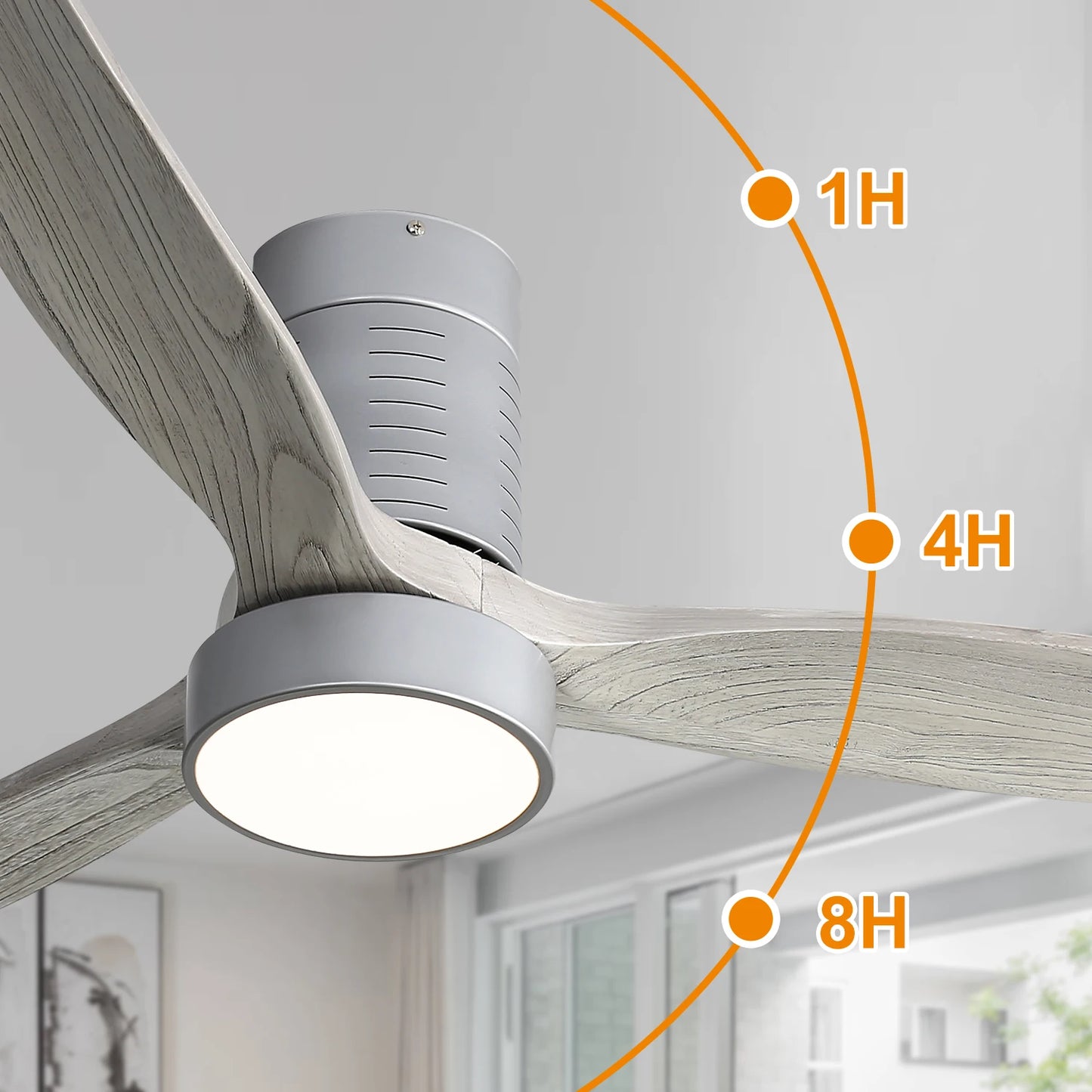 Modern 52-inch Ceiling Fan W/ Adjustable LED Reversible DC Motor.