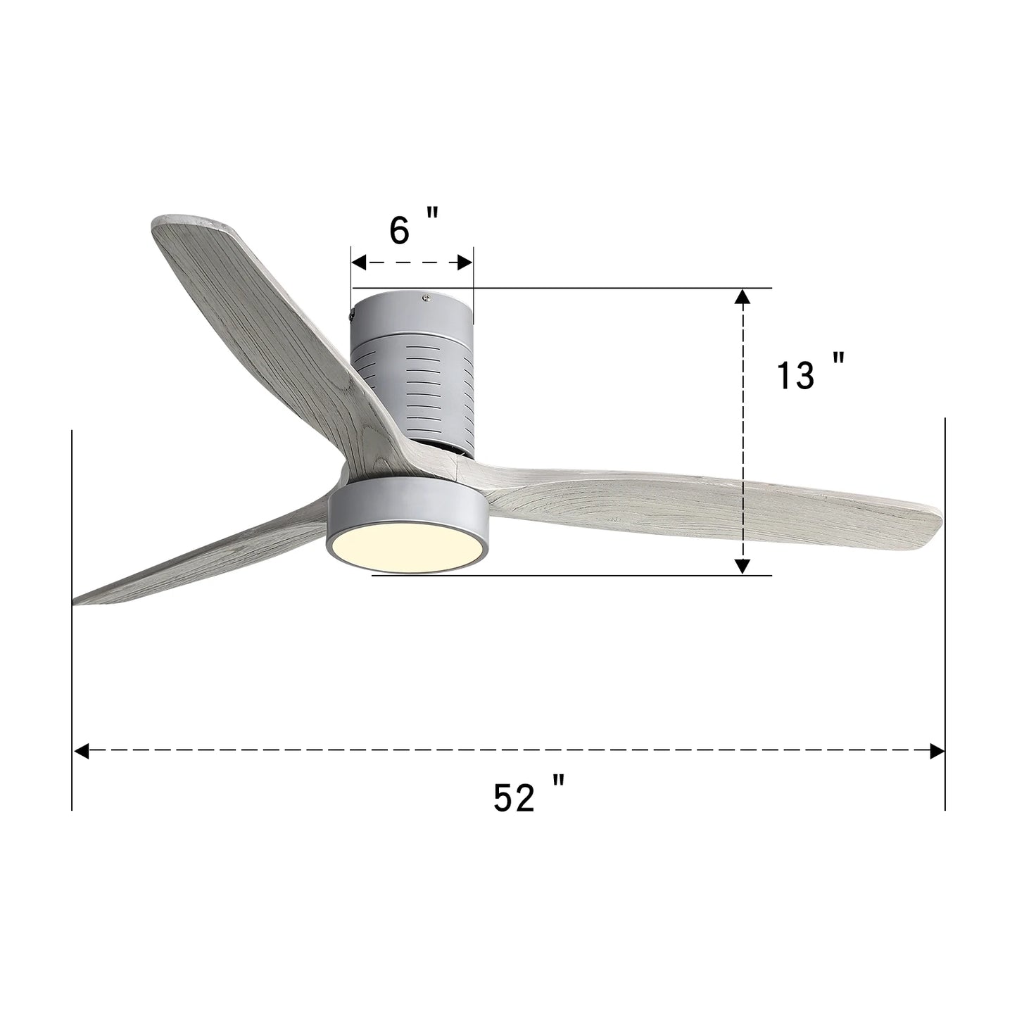 Modern 52-inch Ceiling Fan W/ Adjustable LED Reversible DC Motor.