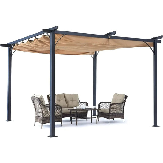 Patio Pergola 10x10 - Canopy With Retractable Shade Camping Tent