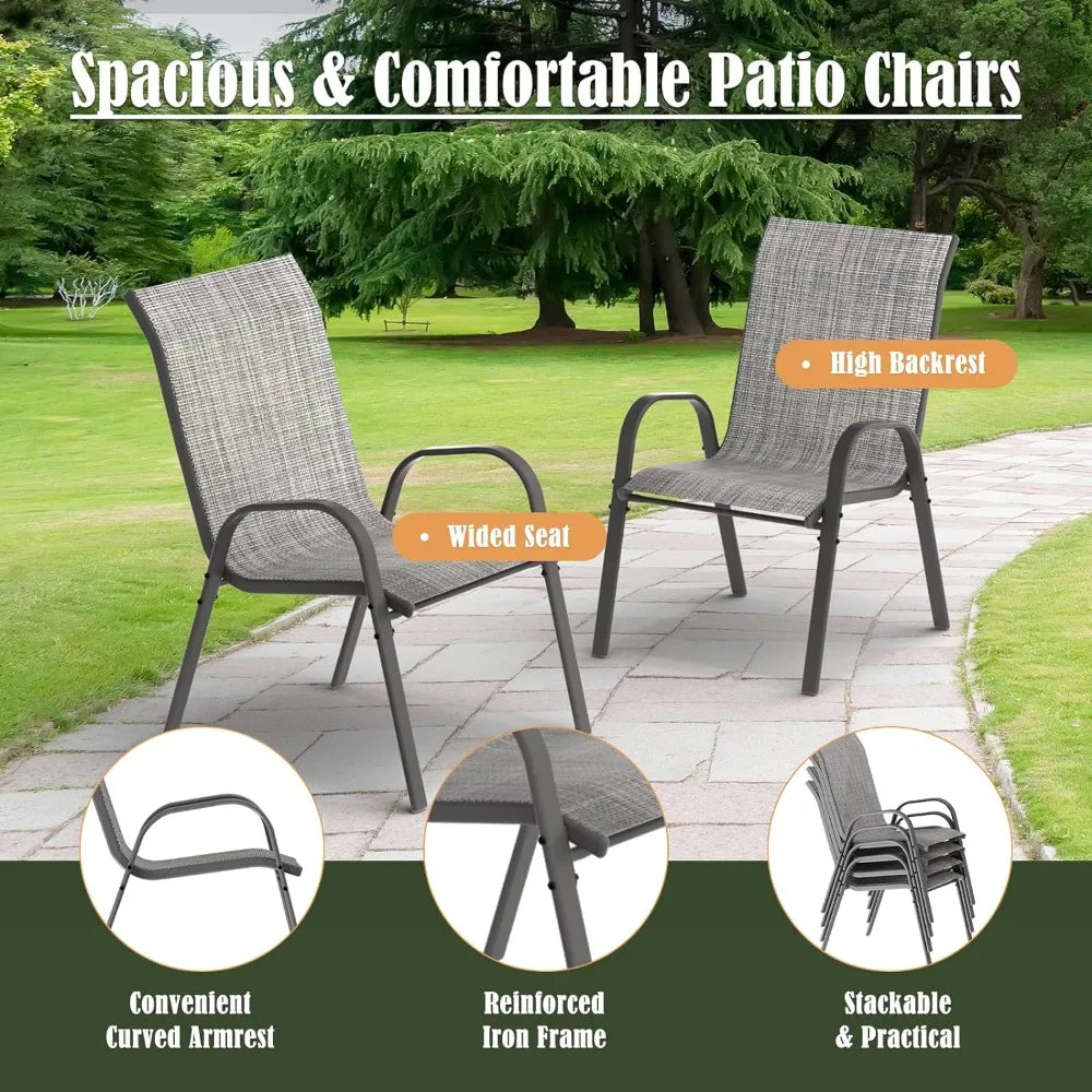 Outdoor Dining Set w/ 4 Stackable Patio Chairs.