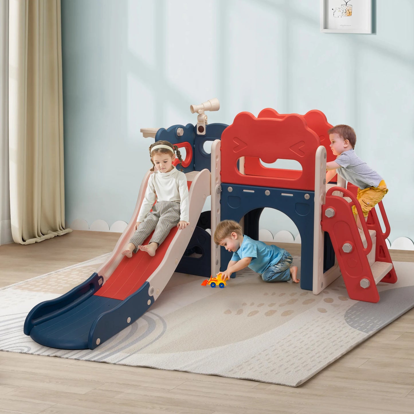 8-In-1 Kids Slide & Climber Set, Toddler Slide Playset.